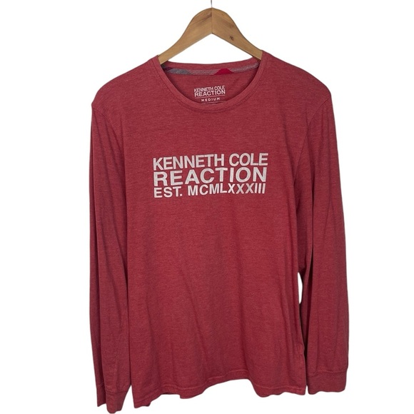 LS384 Mens Kenneth Cole Reaction Designer Graphic Long Sleeve T Shirt M - Picture 1 of 3